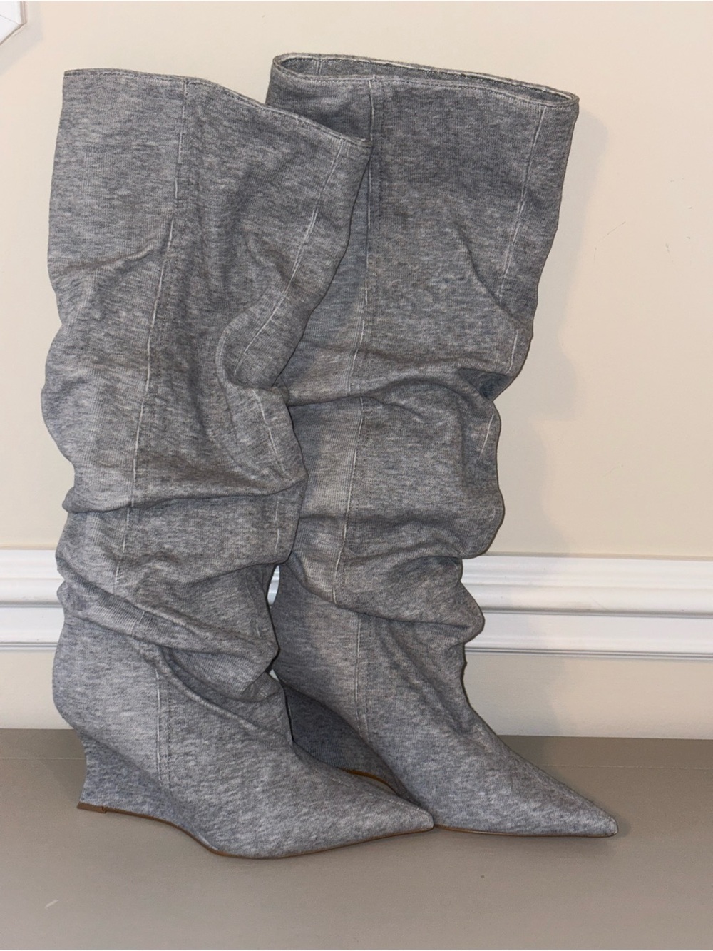 Steve Madden Gray Slouch Wedge Knee Boots